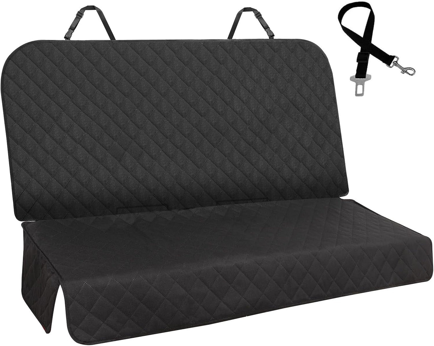 Dog Car Seat Cover for Back Seat, Waterproof Dog Seat Cover with Non-Slip Backing, Side Flap Full Protection for Car Seat, Universal Size, Fits Cars, Trucks, SUV (Black)